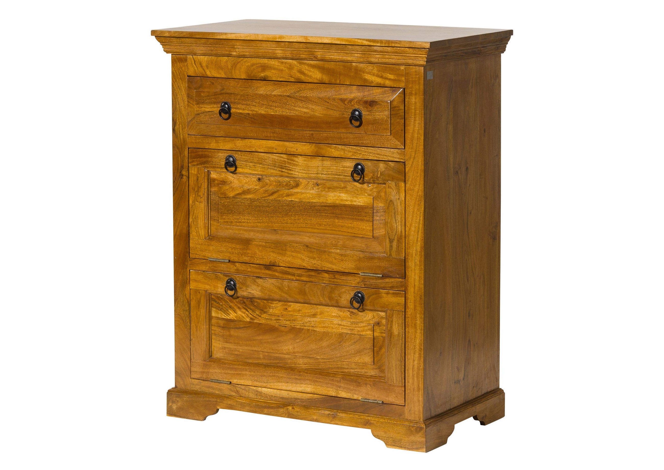 KOMMODE Akazie 80x45x100 honig lackiert OXFORD #0904 - Braun, Holz (80/100/45cm) - Massivmoebel24