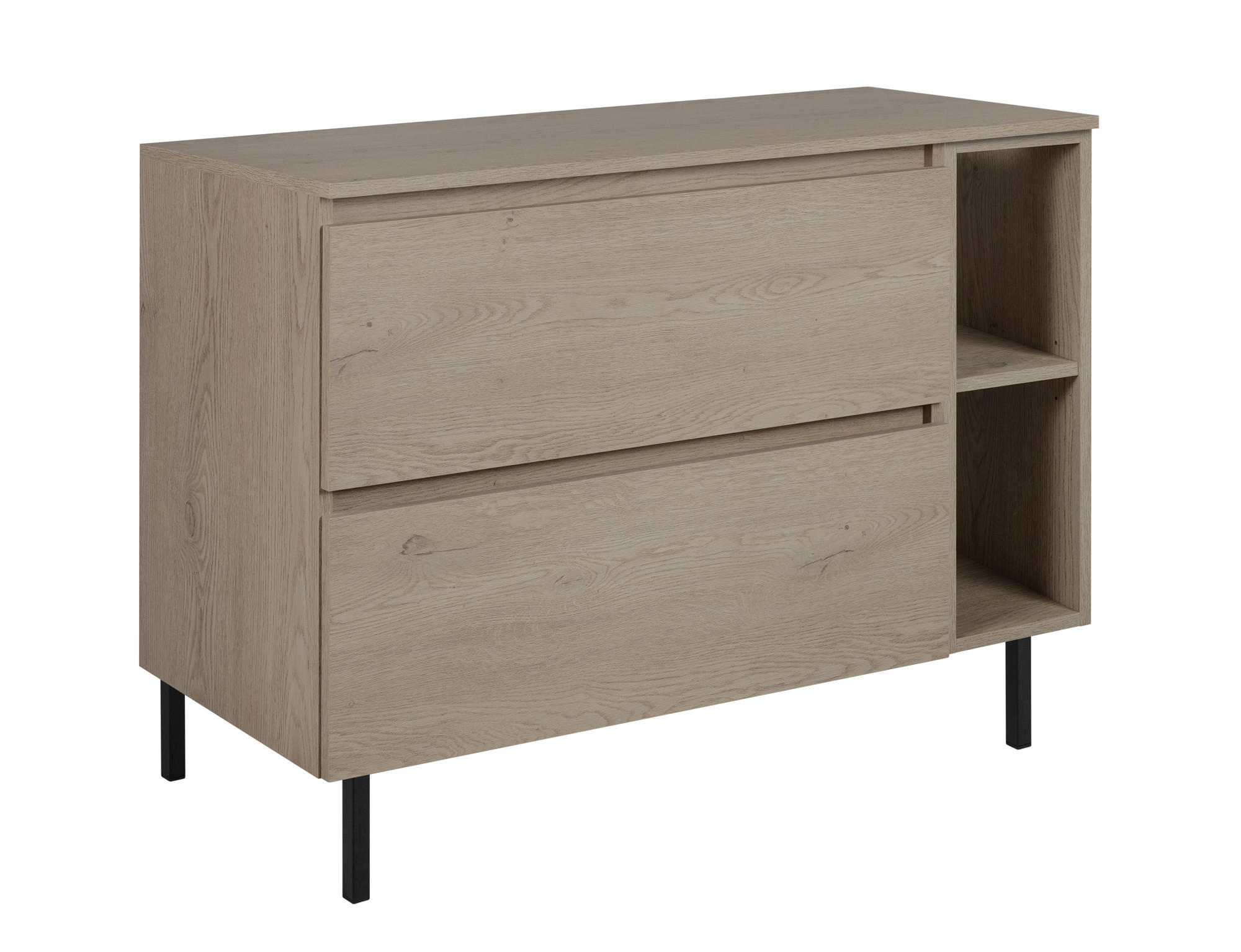 BADEZIMMERSCHRANK 100 cm (80 + 20) + TOP + Möbelfüße, Farbe: helle Eiche, 100 x 77 x 46 cm, mit Arbeitsplatte - Beige, Holzwerkstoff (100/77/46cm) - 3XE LIVING