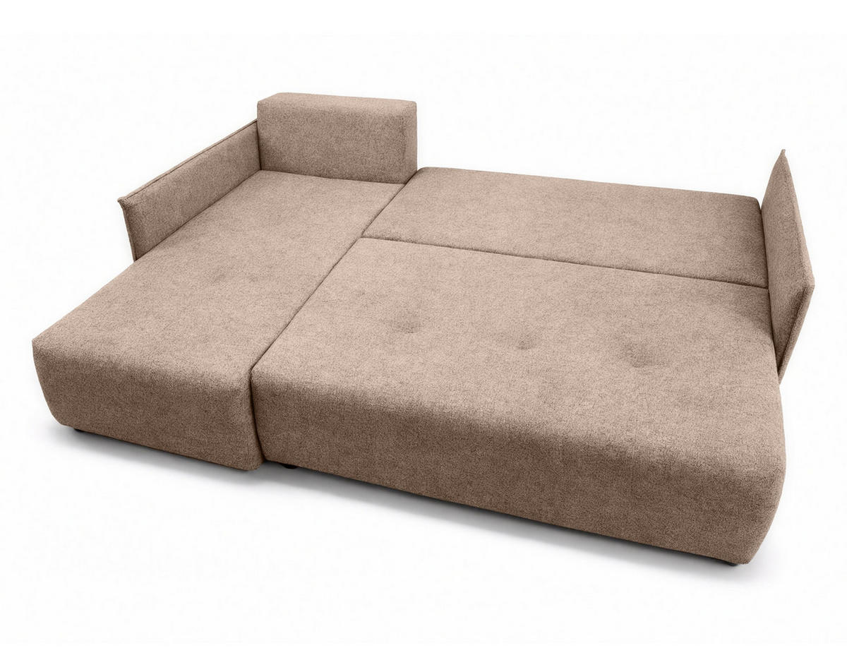ECKSOFA L Form Damascus Creme 212/143/88 cm Links mit Schlaffunktion - Creme/Schwarz, Kunststoff/Textil (143/212cm) - AX Living