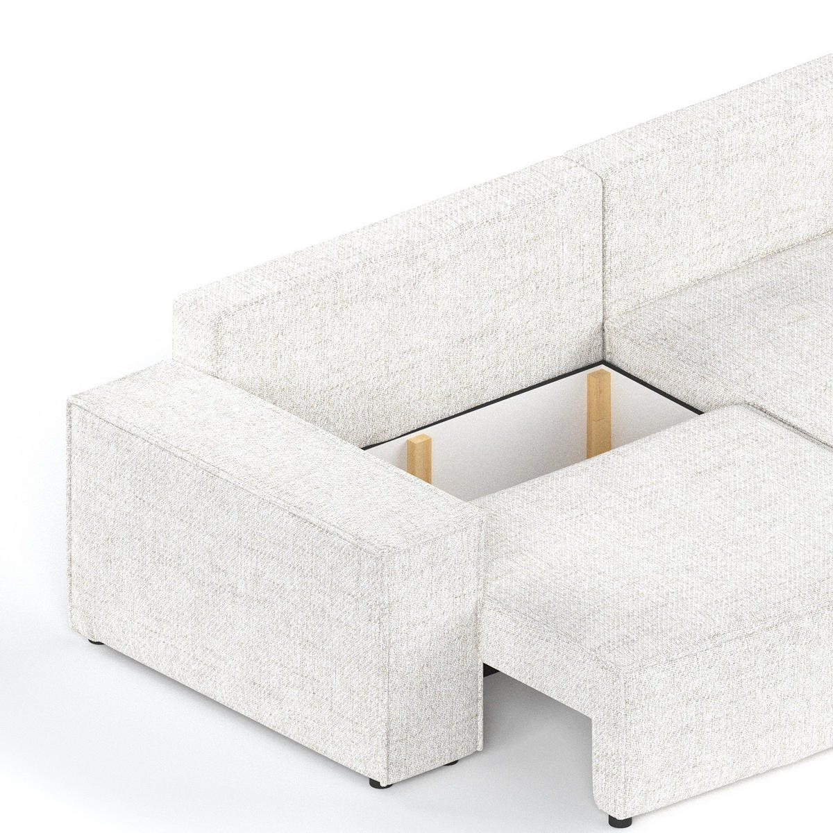 ECKSOFA CAVO mit Schlaffunktion Creme im Neve Stoff - Creme/Schwarz, Holz/Holzwerkstoff (255/148cm) - AltaBeds