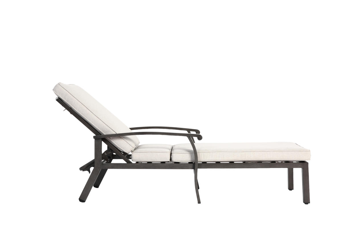 GARTENLIEGE Aluminium mit 5-fach verstellbarer Rückenlehne, Kissen 204/58/100 cm Beige - Beige, Metall (68/100/204cm) - Redom