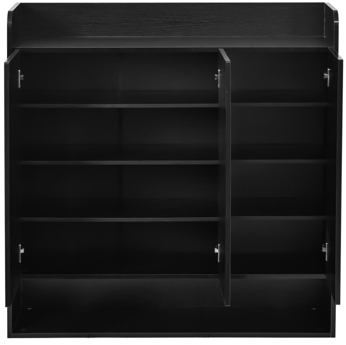 SCHUHSCHRANK 110/35,5/110 cm mit Ganzkörperspiegel, verstellbaren Böden und MDF-Holzwerkstoff, Schwarz - Schwarz, Holzwerkstoff (110/110/35.5cm) - Redom