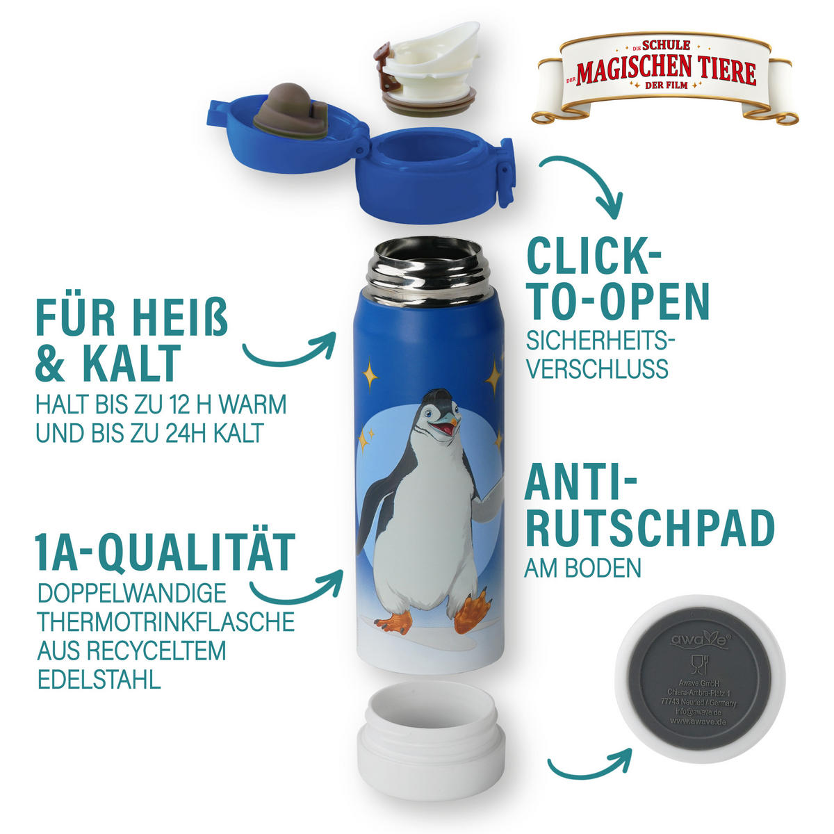 TRINKFLASCHE Kinder 380 ml - Blau, Kunststoff (0.38L) - Stoneline