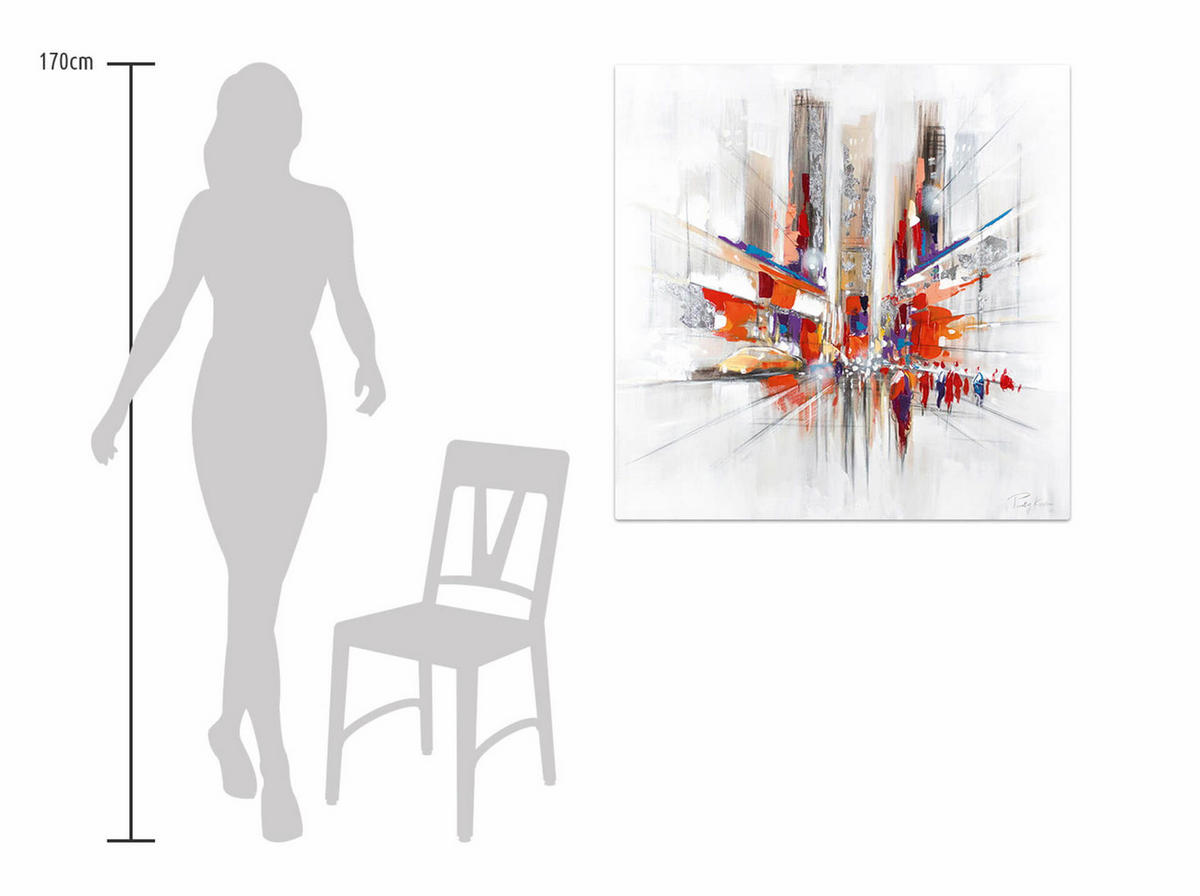 ÖLGEMÄLDE 80/80 cm - Silberfarben, Holz/Textil (1.6/80cm) - KUNSTLOFT