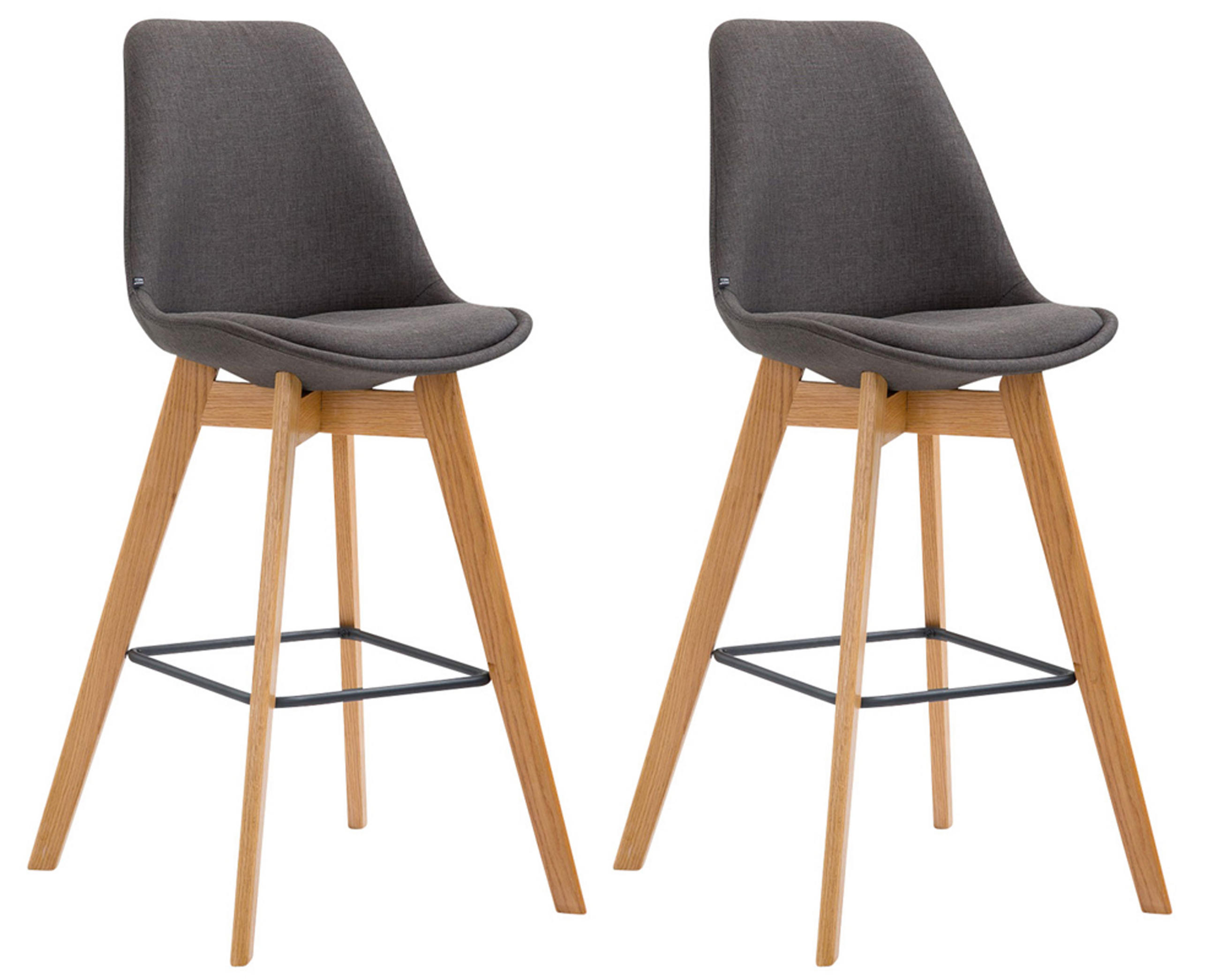BARHOCKER 2er Set Meta Stoff natura dunkelgrau - Dunkelgrau, Holz/Textil (48/112/56cm) - TPFLiving
