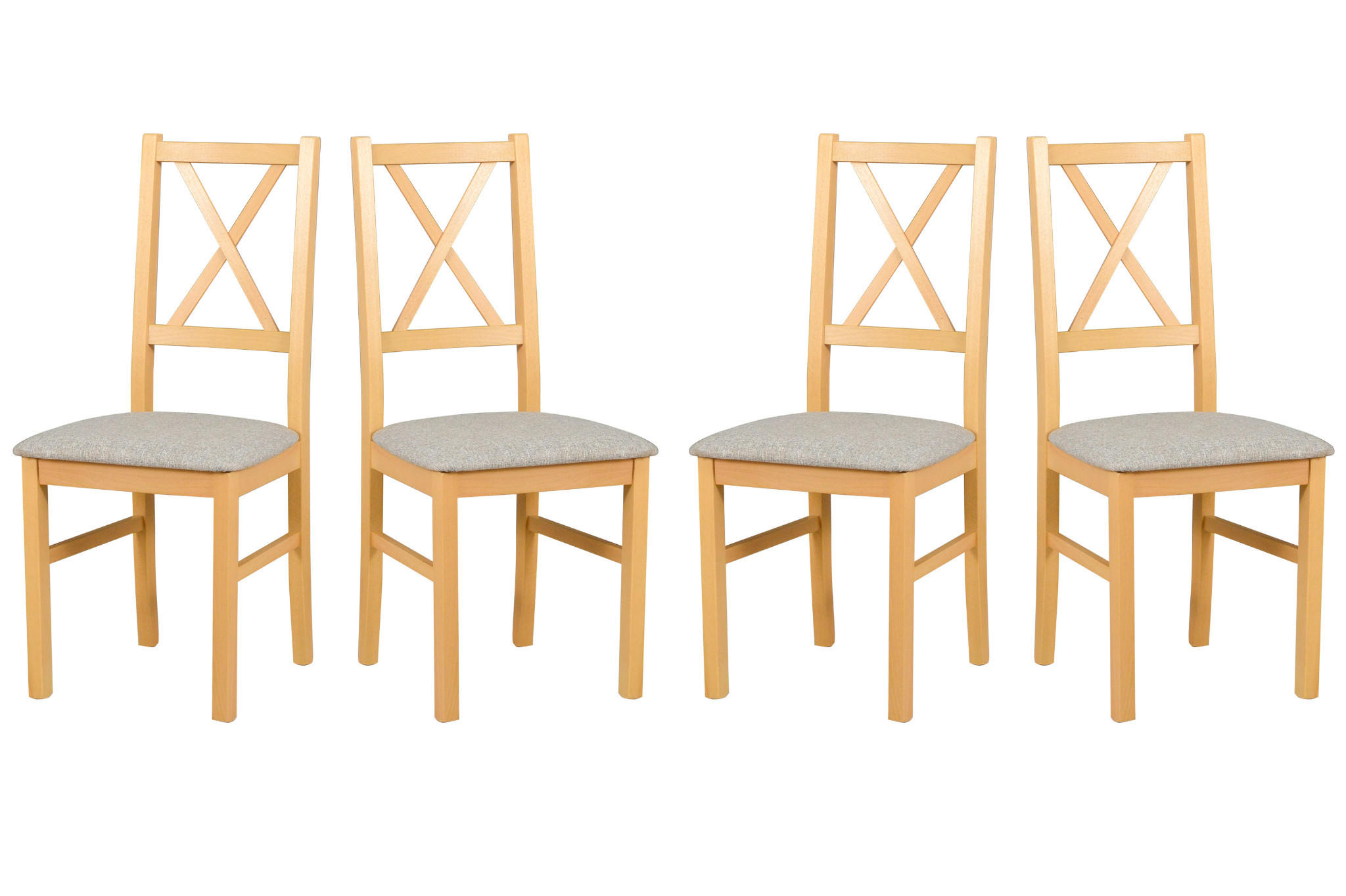 ESSZIMMERSTUHL - Set 4x Nilo 12, grandson, hygge 11  - Birkefarben/Hellgrau, Holz (43/94/40cm) - Leaf Design