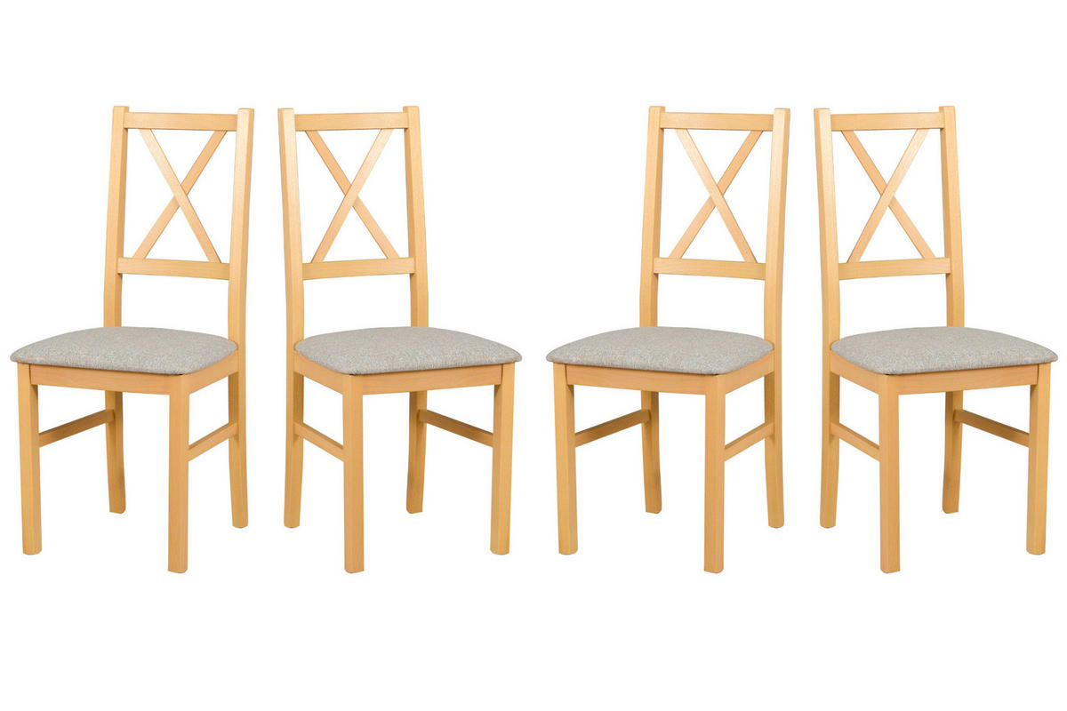 ESSZIMMERSTUHL - Set 4x Nilo 12, grandson, hygge 11  - Birkefarben/Hellgrau, Holz (43/94/40cm) - Leaf Design