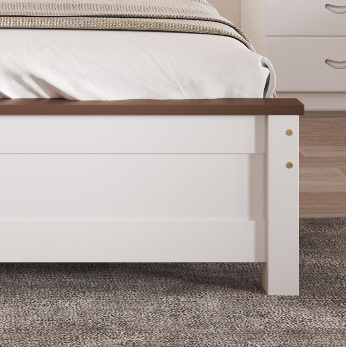 POSTEĽ z masívu a MDF, 210/97,5/82,5 cm biela, s lamelovým roštom - biela, drevo (90/200cm) - BEAOK