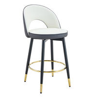 BARHOCKER DE-36543 2er Set mit PU-Bezug und Metallbeinen Dunkelgrau/Weiß - Dunkelgrau, Metall (44/92/44cm) - ComfortXL