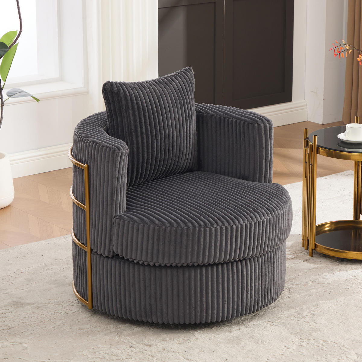 SESSEL DE-33906 360° drehbar mit Stauraum Grau - Grau, Metall (76/78/79cm) - ComfortXL