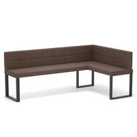 ECKBANK rechts SANA U Webstoff gesteppt, 168/128 cm Braun - Braun, Textil/Metall (128/168cm) - Idohome