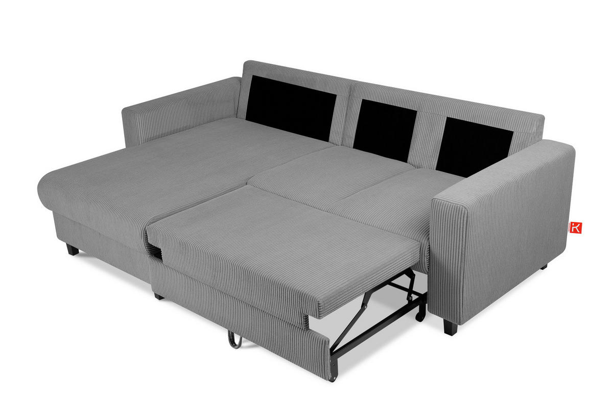 ECKSCHLAFSOFA EGRET Links mit Bettkasten, Cord-Stoff, dunkelgrau - Dunkelgrau, Textil (234/90cm) - KONSIMO®