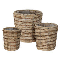 PFLANZKÖRBE SET, 3-teilig Braun 25/25/25 cm - Braun, Naturmaterialien (25cm) - Mobili Rebecca