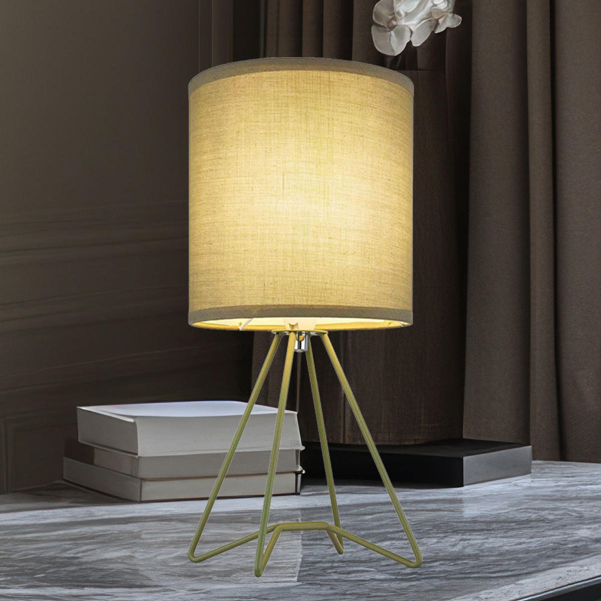 TISCHLEUCHTE Textil Blassgrün - Grün, Metall (16/16/34.5cm) - Globo Lighting