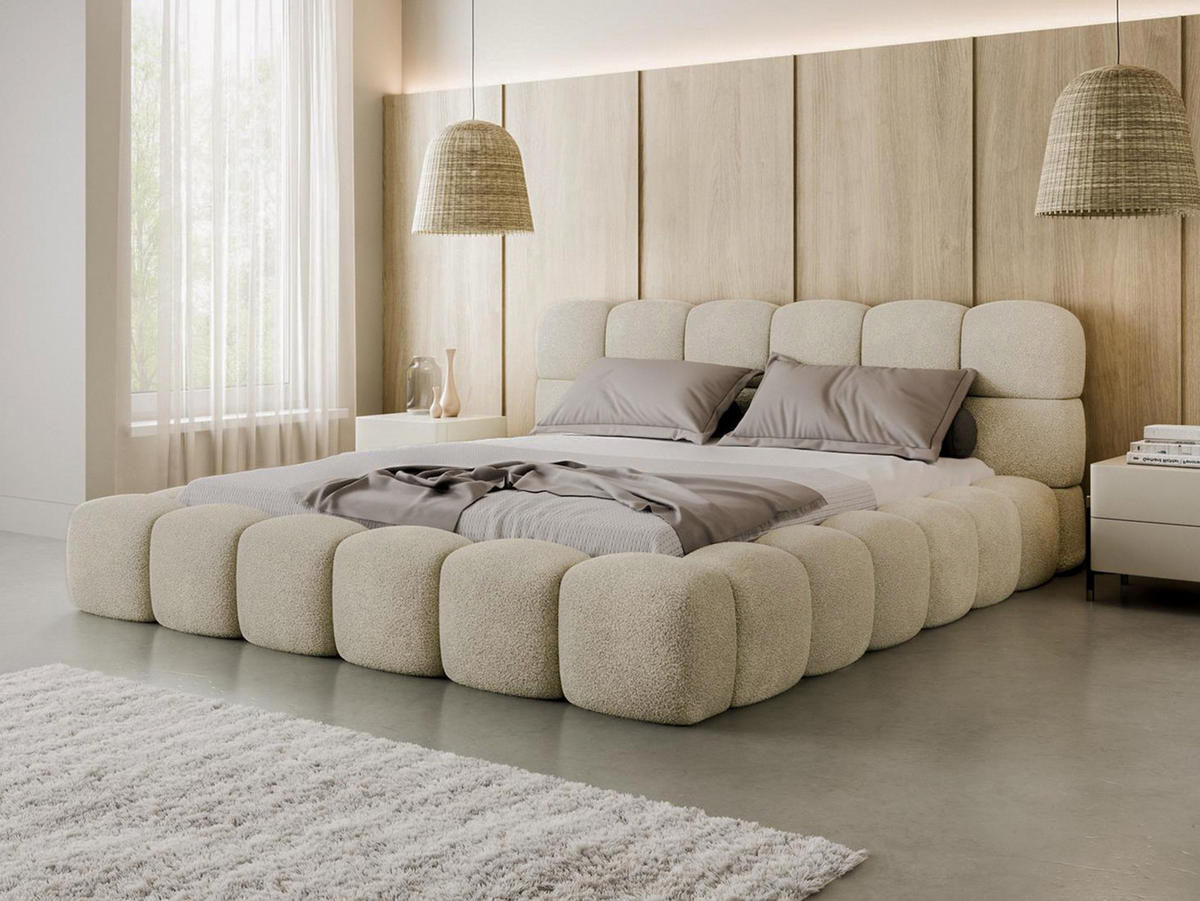 POLSTERBETT Bizu Lattenrost 200x200 BIZU Beige - Beige, Holzwerkstoff (200/200cm) - Compleo24