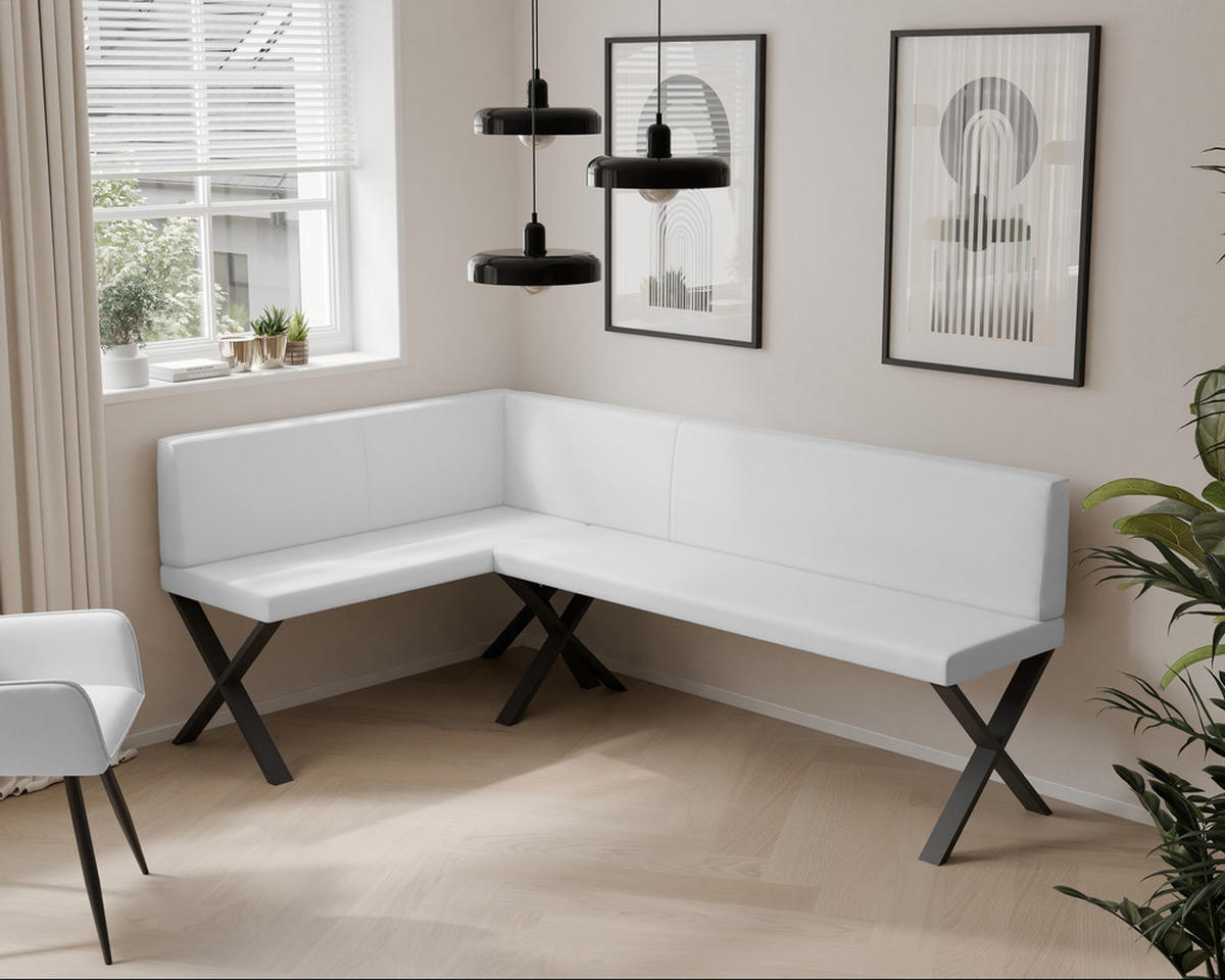 ECKBANK links VERO X Kunstleder glatt, 142/196 cm Weiß - Weiß, Kunststoff/Textil (142/196cm) - Idohome