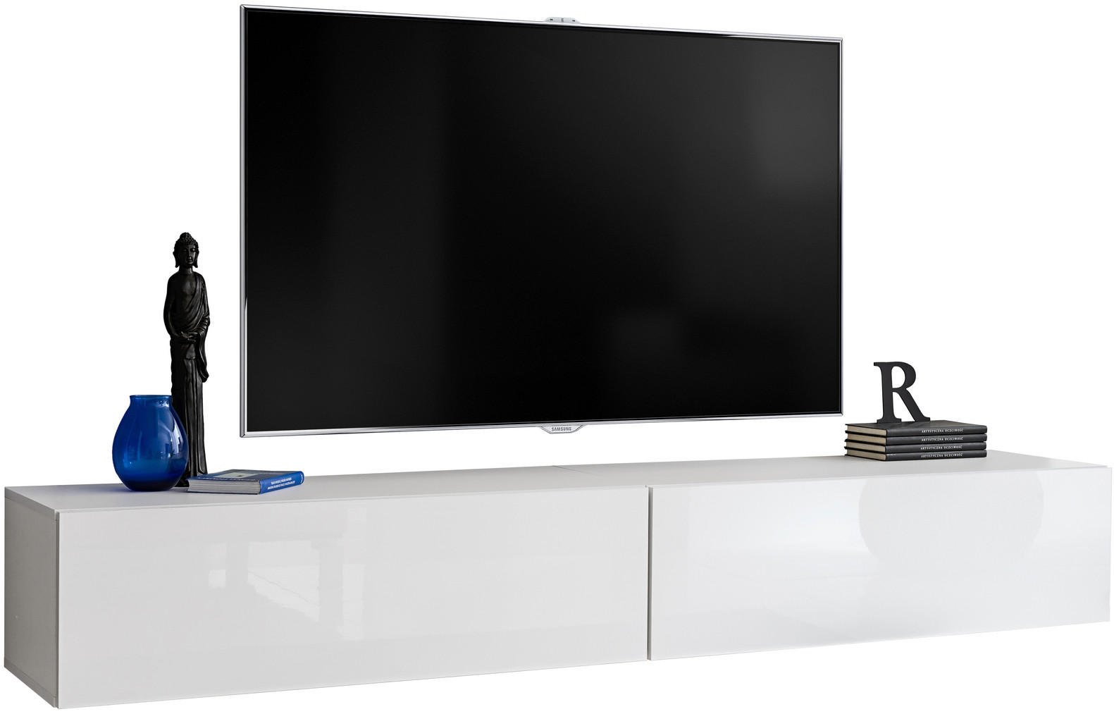 TV-HÄNGEBOARD LORETO, Weiß, Weiß Hochglanz - Weiß, Holzwerkstoff (200/30/41.5cm) - Komodee