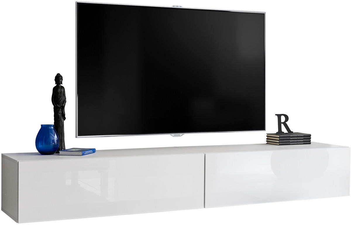 TV-HÄNGEBOARD LORETO, Weiß, Weiß Hochglanz - Weiß, Holzwerkstoff (200/30/41.5cm) - Komodee