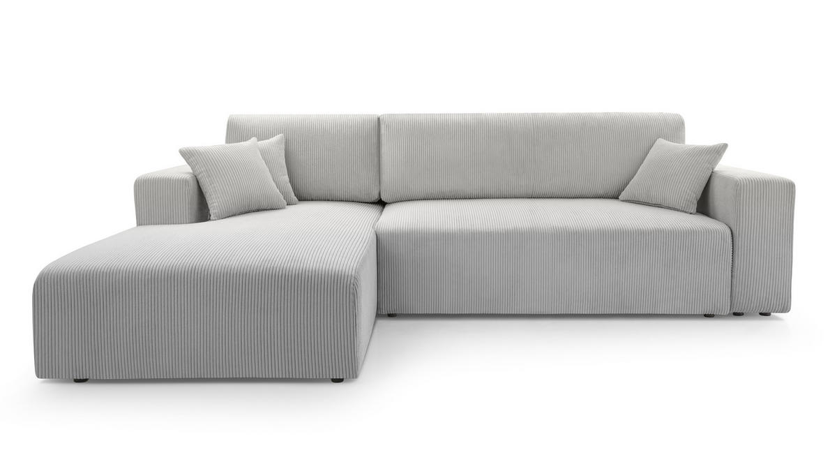 ECKSOFA L Form Catea Hellgrau 279/145/84 cm Links mit Schlaffunktion - Hellgrau/Schwarz, Kunststoff/Textil (145/279cm) - AX Living