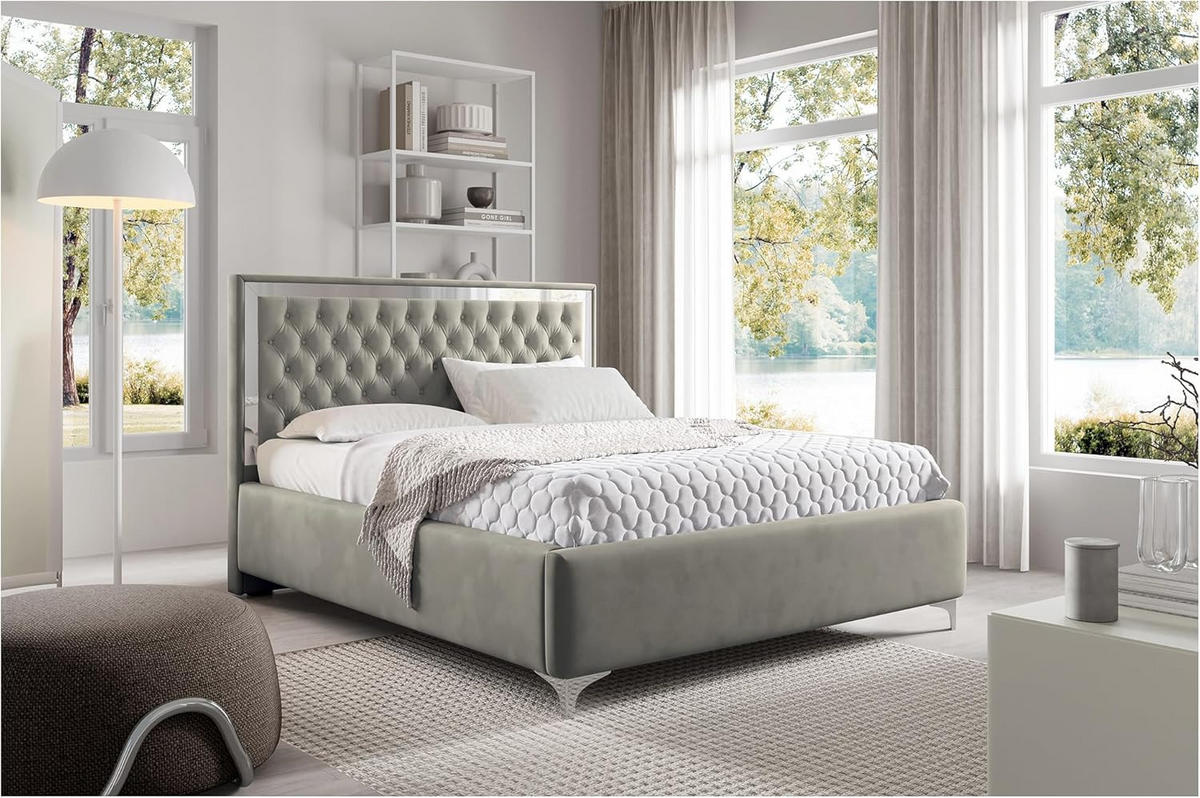 POLSTERBETT ARONA - Grau, Textil (120/200cm) - Meblini