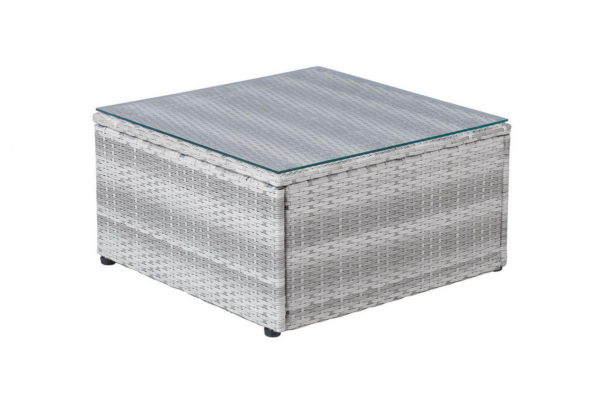 LOUNGESET Manila, Polyrattan, Weiß-Grau - Grau, Kunststoff/Metall - dasmöbelwerk