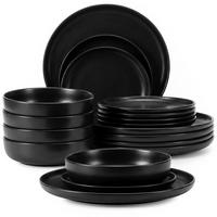 TAFELSERVICE VICTO 6 Personen 18-tlg Schwarz, Matte - Schwarz, Keramik (27/2/27cm) - KONSIMO®
