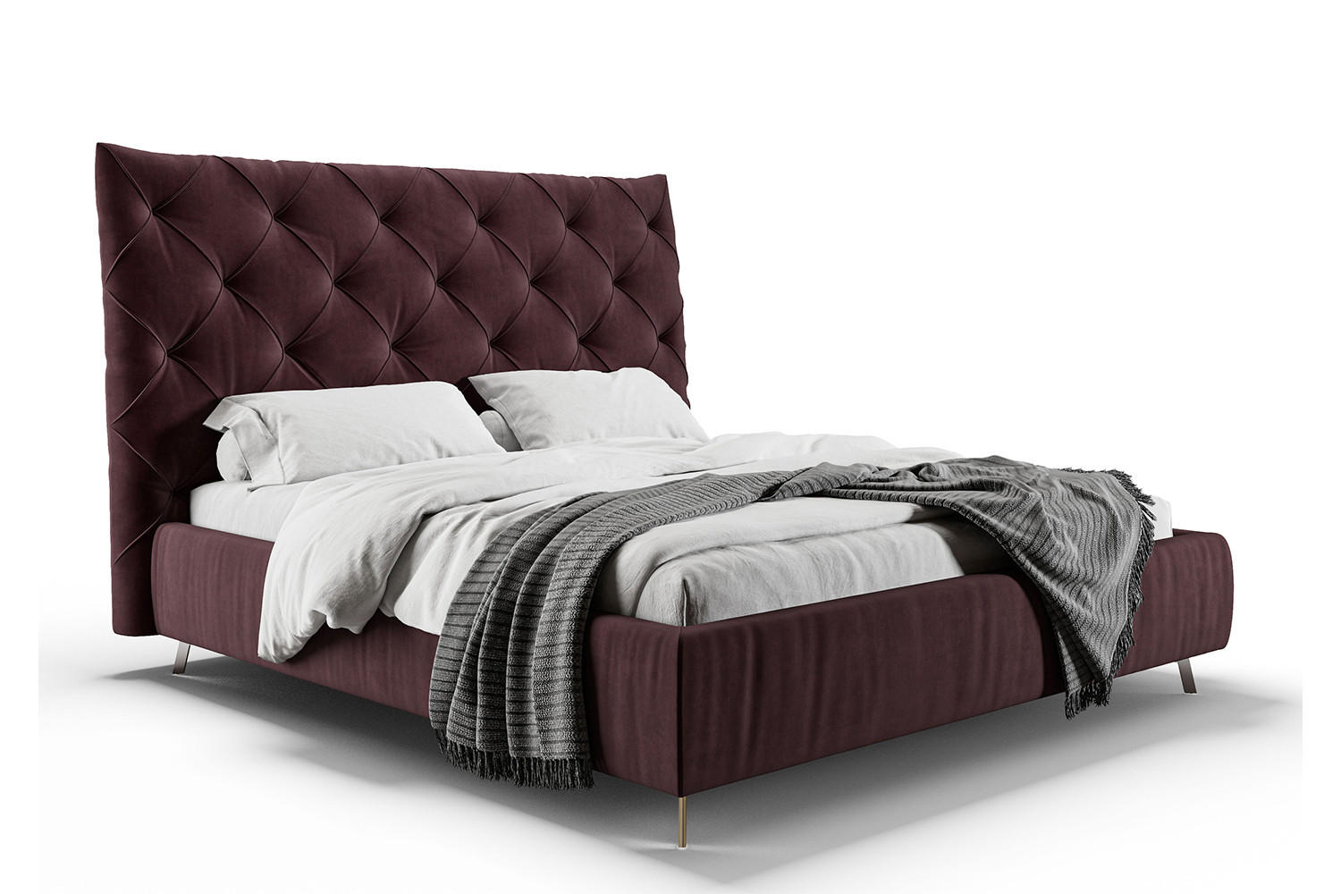 POLSTERBETT ANNY Violett Massivholz - Violett, Textil (160/200cm) - KAWOLA