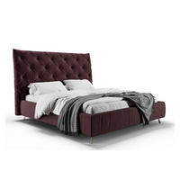POLSTERBETT ANNY Violett Massivholz - Violett, Textil (180/200cm) - KAWOLA