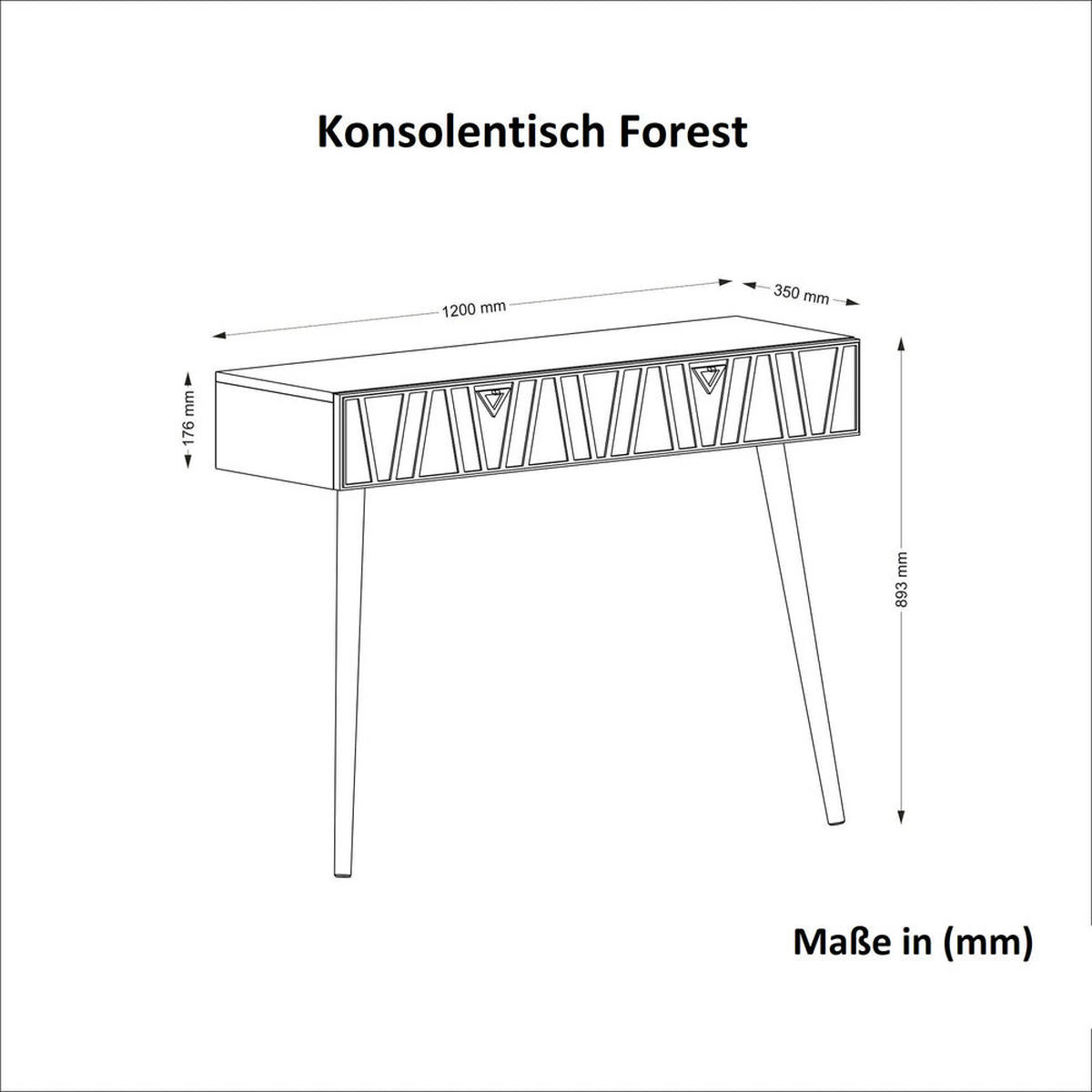 KONSOLENTISCH Forest Walnuss Grün - Dunkelgrün/Walnussfarben, Holzwerkstoff (36/120/90cm) - moebel17