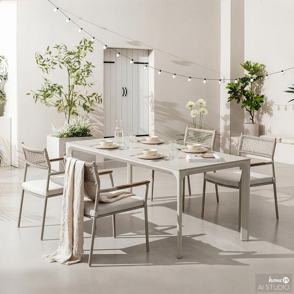 GARTENTISCH - Aluminium / Granit - Grau - Grau, Glas/Keramik (90/180/74cm) - home24