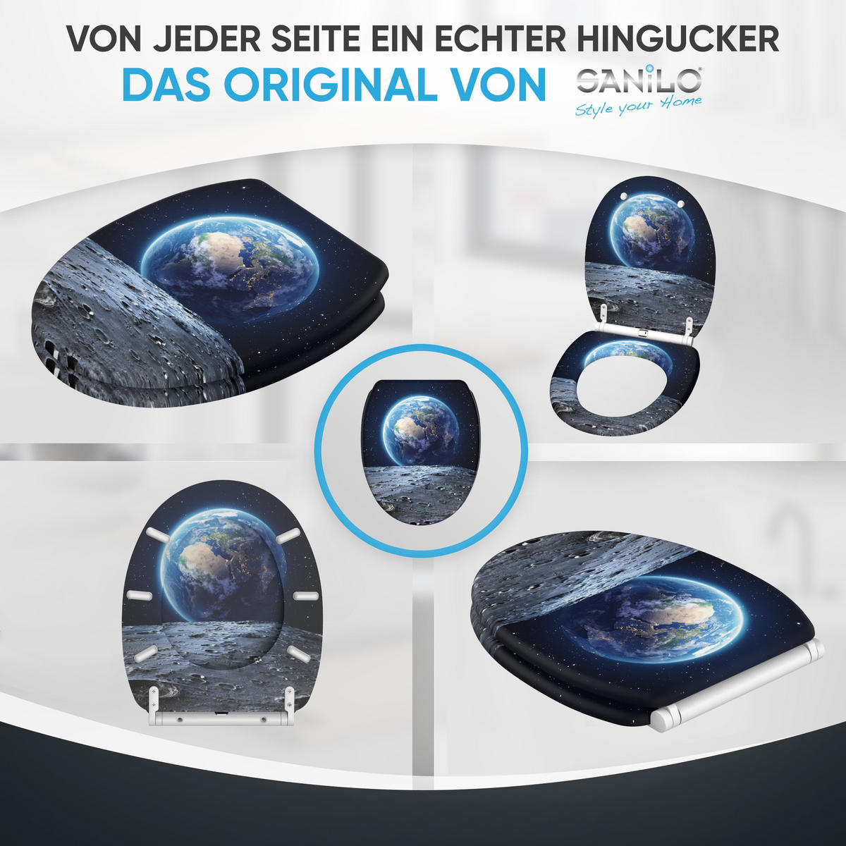 WC-SITZ mit Absenkautomatik & Top Fix Earth - Schwarz, Holzwerkstoff (37.7/5.5/48cm) - Sanilo