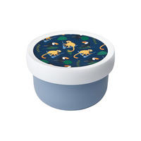 FRUCHTBOX MIT GABEL Campus Jungle 300 ml - Blau/Multicolor, Kunststoff (6.7/10.4/6.7cm) - Mepal