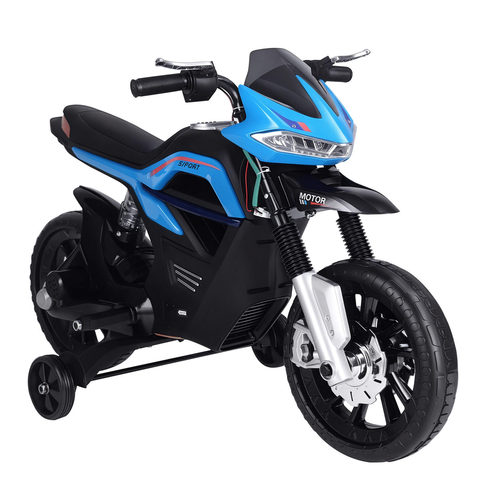 ELEKTRO-MOTORRAD DE-12990 mit Stützrädern Blau - Blau, Kunststoff (105/52/62cm) - ComfortXL