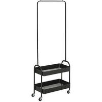 STANDGARDEROBE mit Kleiderstange und 2 Schuhablagen, 56,5/31,5/152,5 cm - Schwarz, Metall (56.5/152.5/31.5cm) - BEAOK