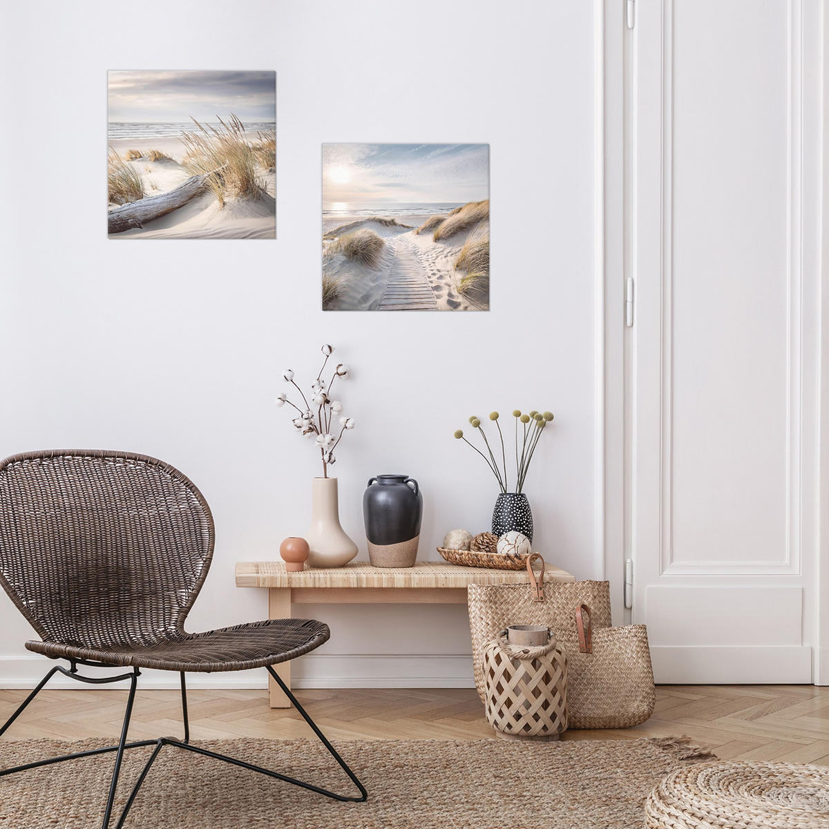 GLASBILD 30×30 cm Strand - Beige, Glas (30/30cm) - artissimo