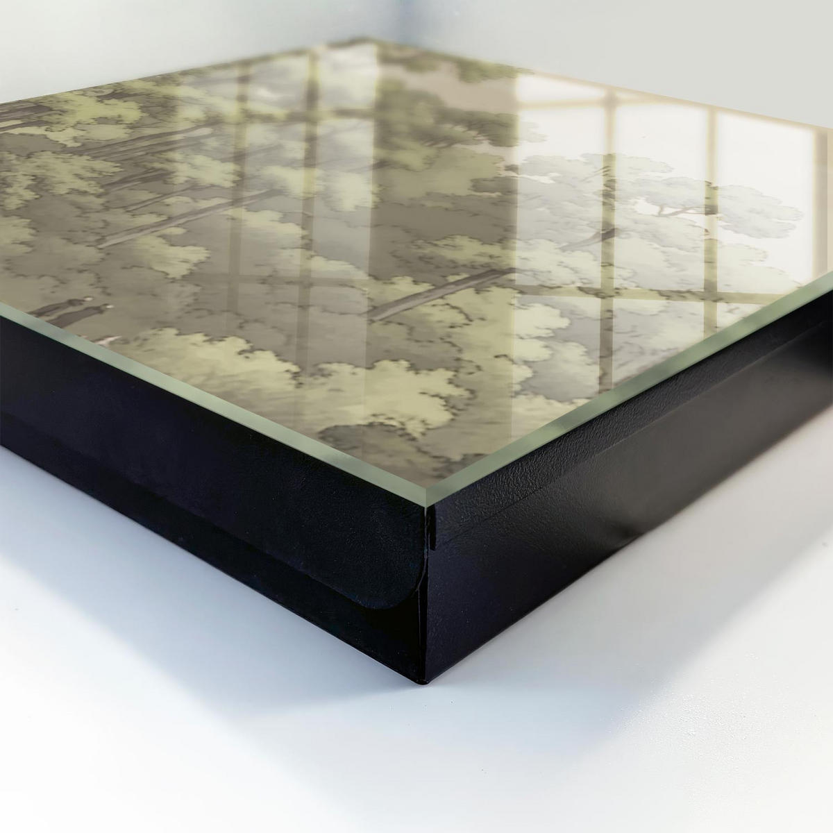 SCHLÜSSELBOX Schwarz 30x30 cm- Türöffnung nach rechts - grüner Wald - Grün, Metall (30/30/5cm) - TULUP