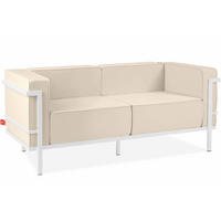 GARTENSOFA TRIGLO 2-Personen, Stahlrahmen, Modern, Weiß/Cremeweiß - Creme/Weiß, Textil/Metall (164/70/69cm) - KONSIMO®