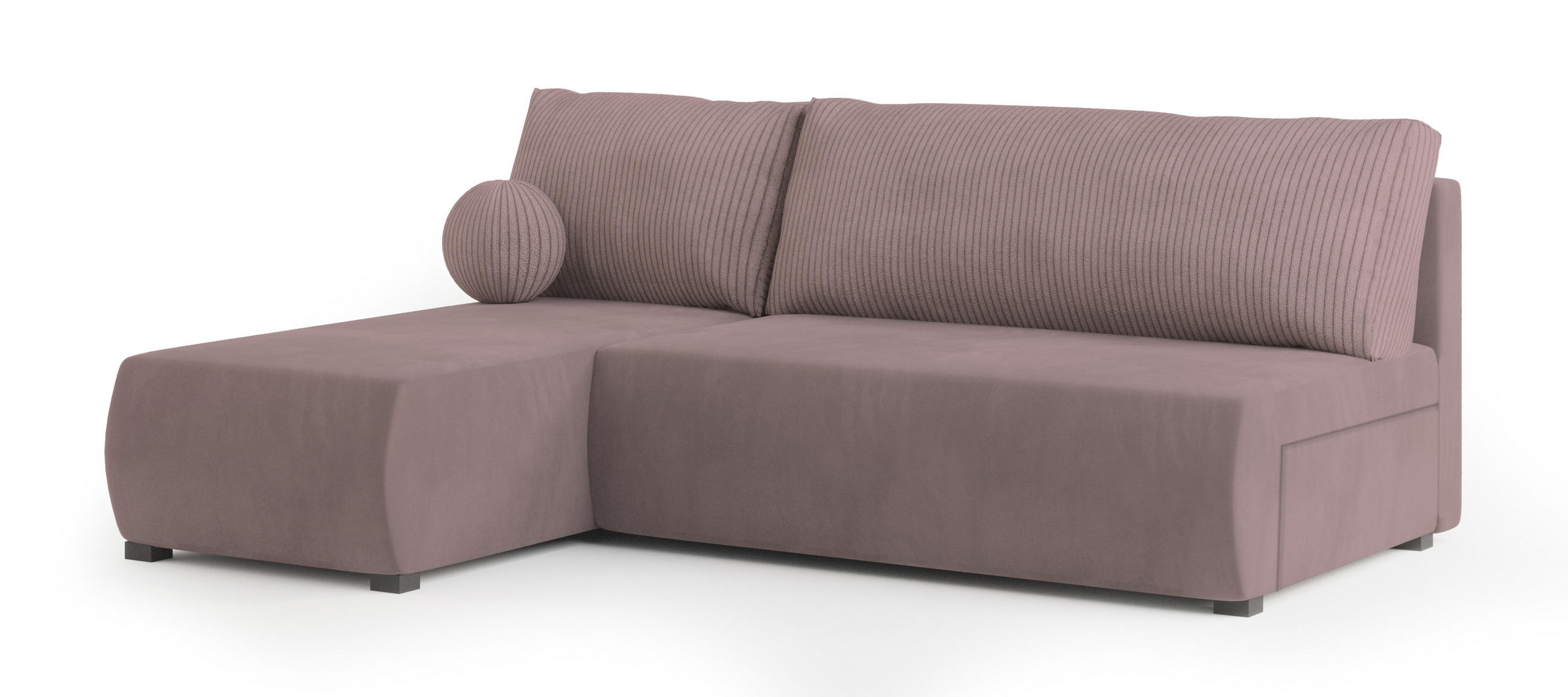 ECKSOFA PARVELO Rosa Plüsch-Stoff mit Schlaffunktion - Rosa, Holz (200/143cm) - MASSENO