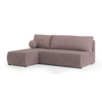 ECKSOFA PARVELO Rosa Plüsch-Stoff mit Schlaffunktion - Rosa, Holz (200/143cm) - MASSENO