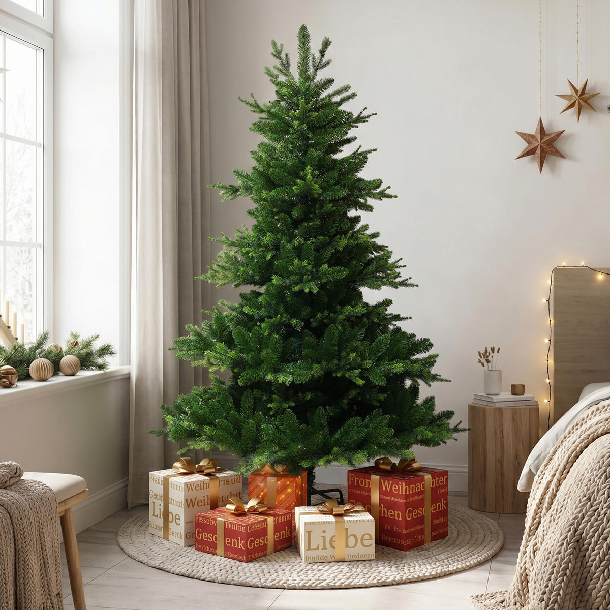 KÜNSTLICHER Weihnachtsbaum 185 cm, Tannenbaum mit Metallständer - Grün, Kunststoff (125/185cm) - Hometopia