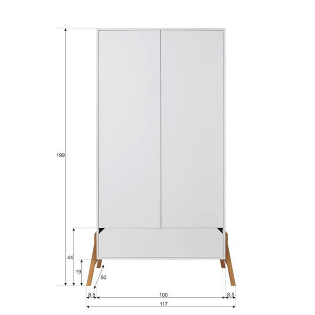 ORMAR 2 vrata Bijeli - bijela, drvni materijal (117/199/50cm) - Petits-meubles
