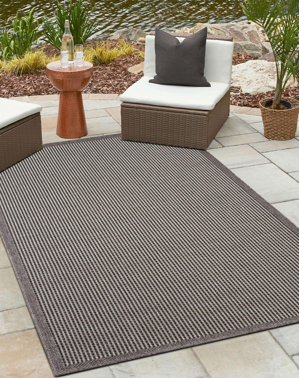 OUTDOORTEPPICH Fiona II Anthrazit,Dunkelgrau,Braun 80/150 cm - Anthrazit, Textil (80/150cm) - My-Rug