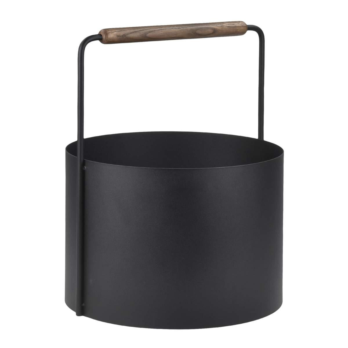 KAMINHOLZKORB Ashi "M" schwarz-braun 35/45cm - Braun, Metall (35/45/35cm) - Blomus