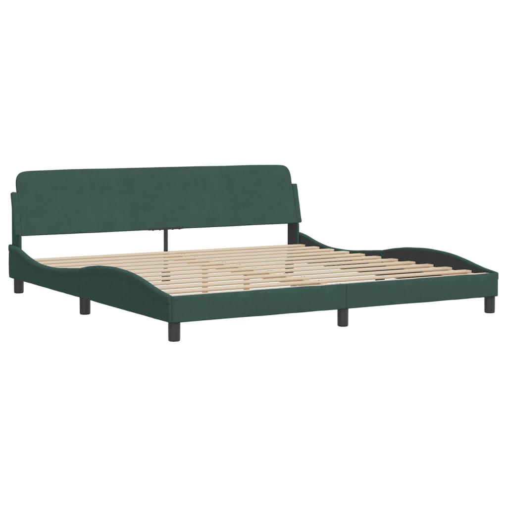 BETTGESTELL Dover Dunkelgrün 200x200 cm Samt - Grün, Textil - furnicato