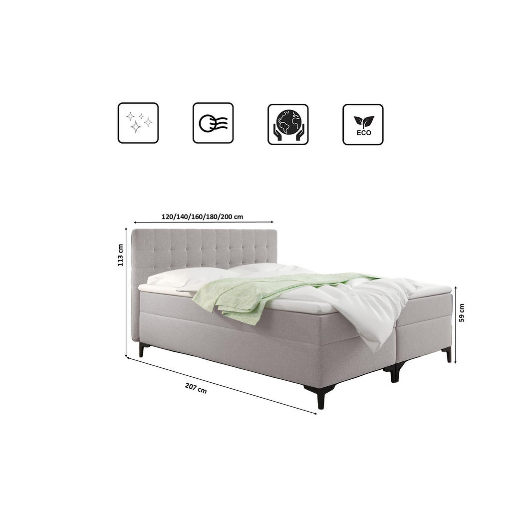 Thumbnail - Kaiser Möbel Boxbett, Beige, Holz, H3, Höhe ca. 20 cm, Rechteckig, konisch, Schlafzimmer, Betten, Boxspringbetten
