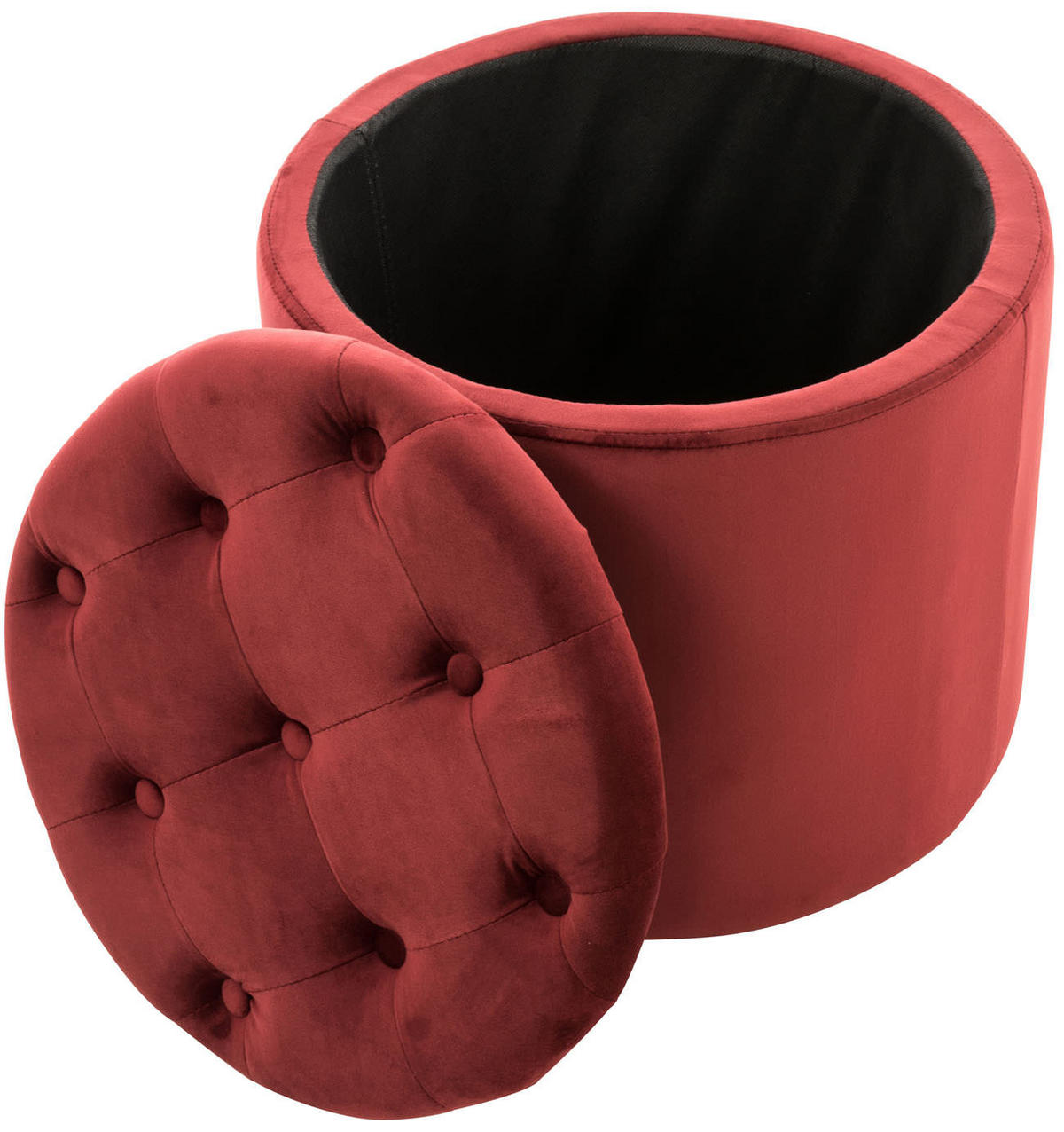 SITZWÜRFEL Samt Rot - Rot/Schwarz, Kunststoff/Textil (44/42/44cm) - CLP