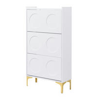 SCHUHSCHRANK aus MDF 63x24x120cm in Weiß mit goldfarbenen Metallbeinen - Weiß, Holzwerkstoff (63/120/24cm) - Modfu