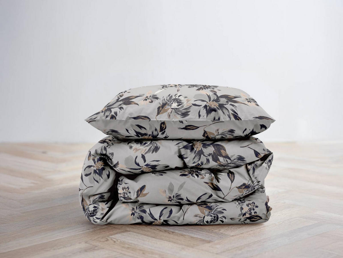 BETTWÄSCHE History Bloom grau 135/200 cm Bio-Baumwolle - Grau, Textil (135/200cm) - Södahl