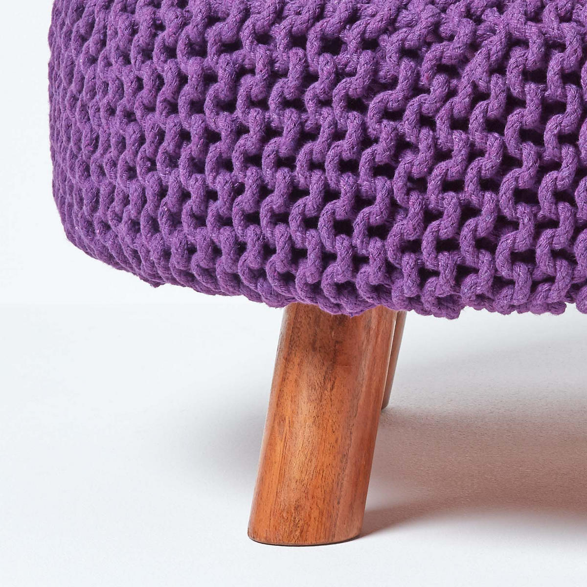 STRICK-HOCKER lila, rund 62/62/30 cm - Violett, Textil (62/30/62cm) - Homescapes