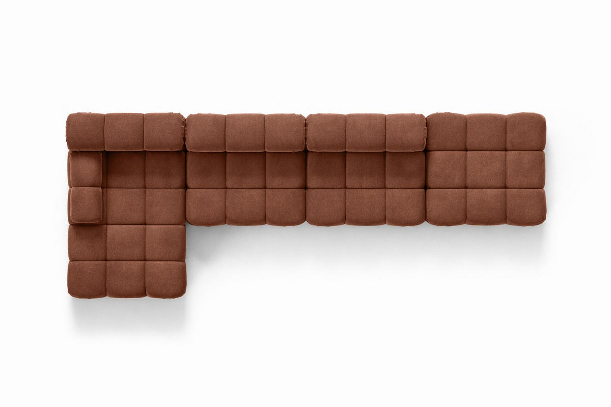 ECKSOFA L-Form XL, Stoff Velours Salvador, Dunkelbraun, Links, Selia L XL - Dunkelbraun, Holz (380/160cm) - Kaiser Möbel